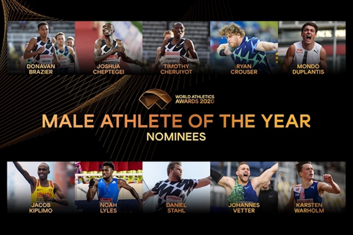 Who has been nominated for male world athlete of the year 2020