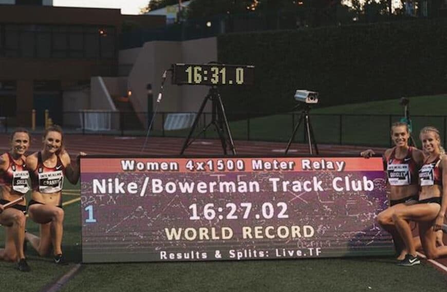 Usa’s 16:27. 02 world 4x1500m record