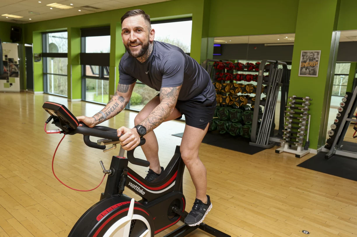 Ste Bolton on exercise bike