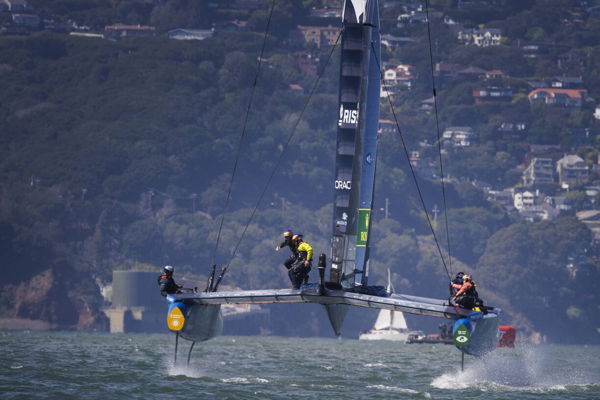 Us sailgp team with jimmy spithill of australia behind the helm
