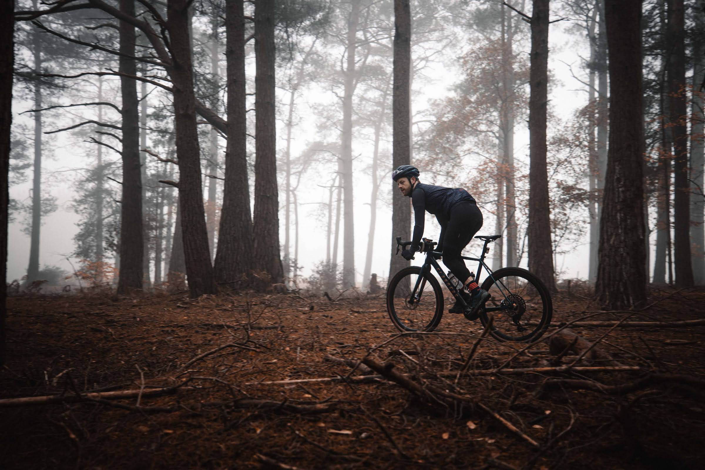 cyclist in woods 1