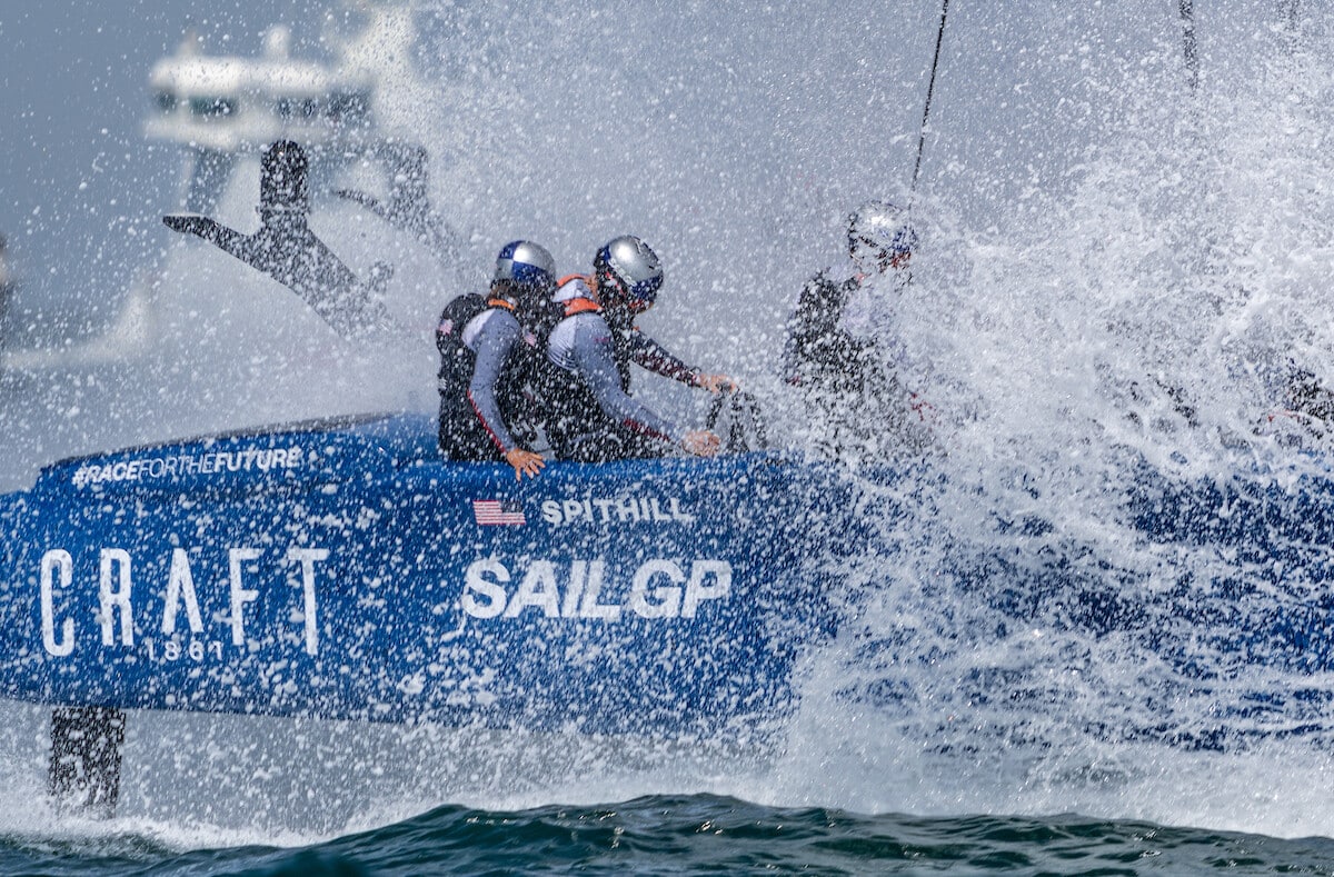 Usa sailgp team helmed by jimmy spithill on race day 1 of the spain sail grand prix in cadiz