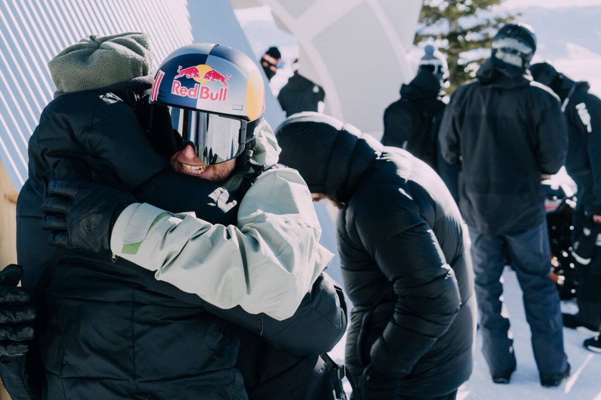 Gabe ferguson and ben ferguson embrace during day two finals at natural selection tour stop one in jackson hole, wyoming, usa on 28 january, 2022